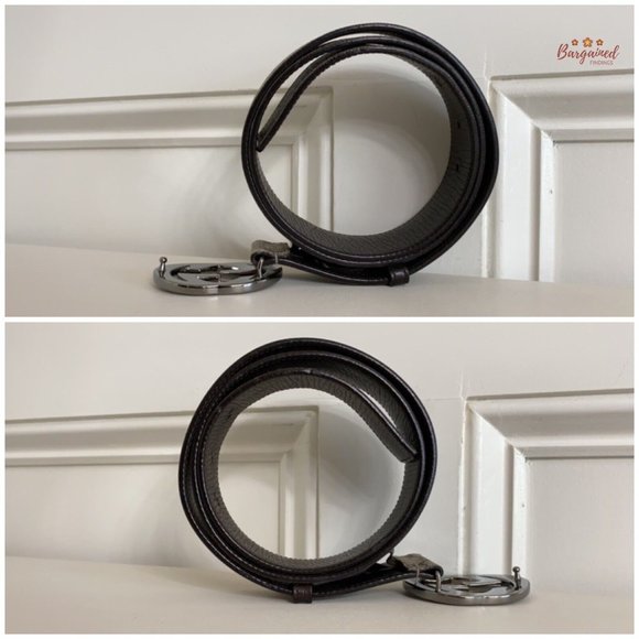 Auth Gucci Brown GG Supreme Canvas Leather Silver Interlocking G Buckle 95/38 - Picture 9 of 13